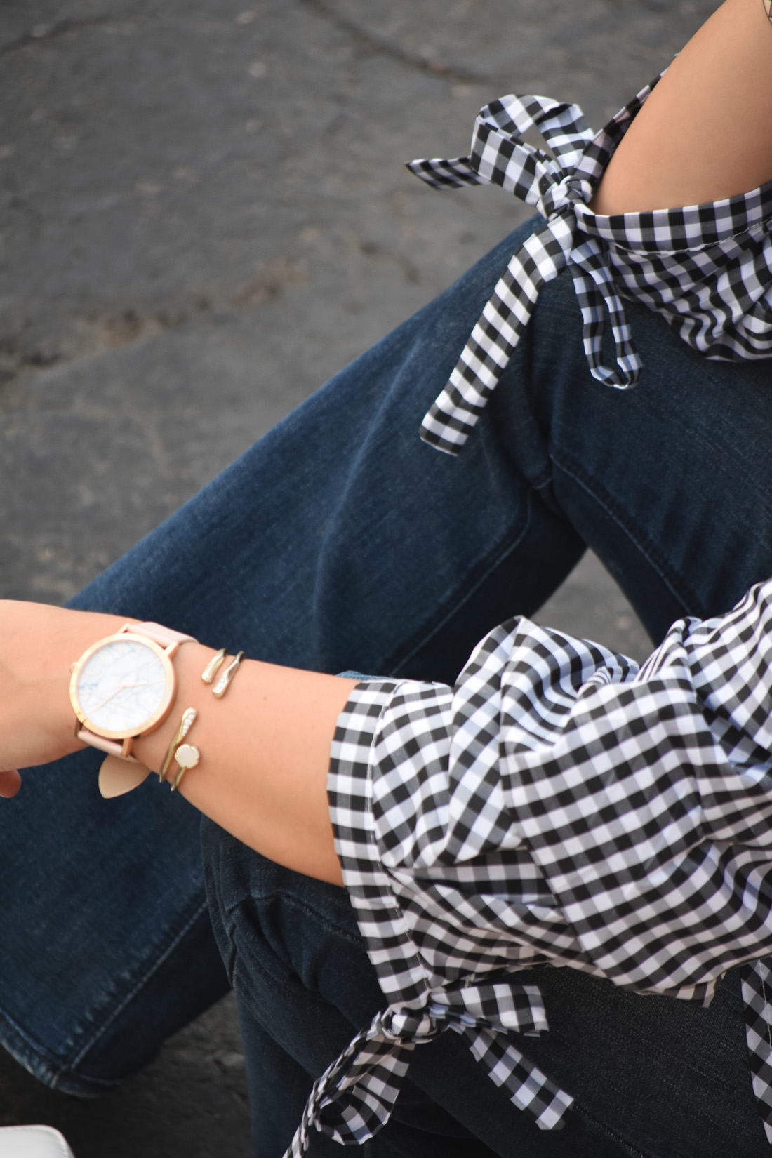Chicwish gingham top sleeve details