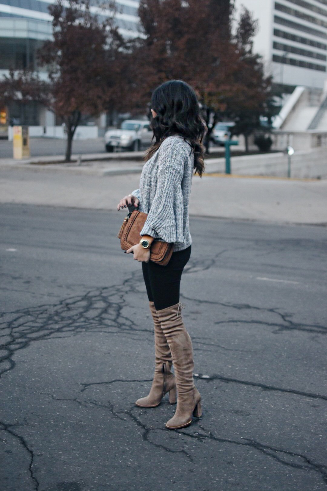 Carolina hellal of Chic Talk wearing Vince camuto over the knee boots