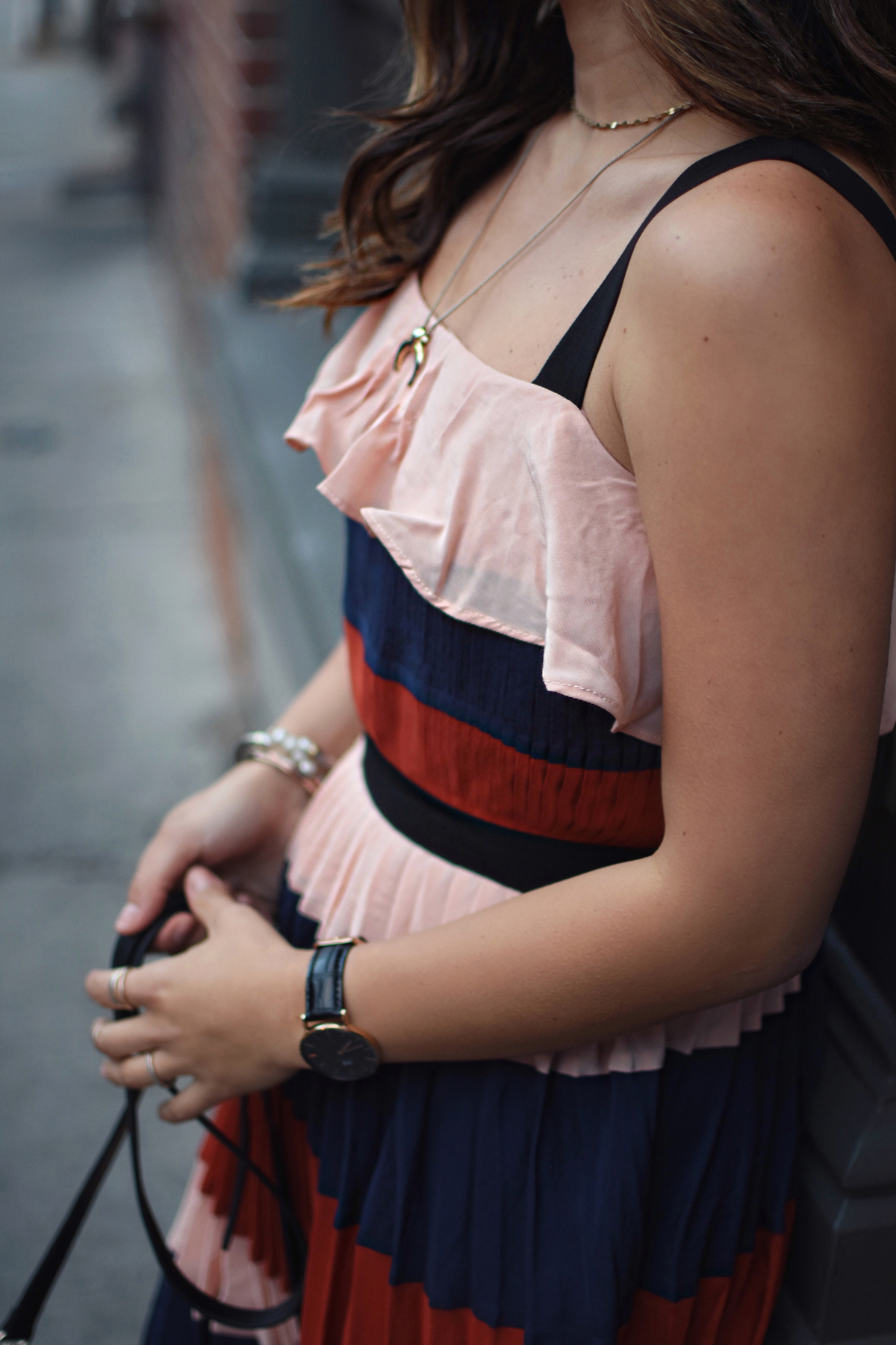 Carolina Hellal of Chic Talk wearing an Endless rose striped dress via Shopbop