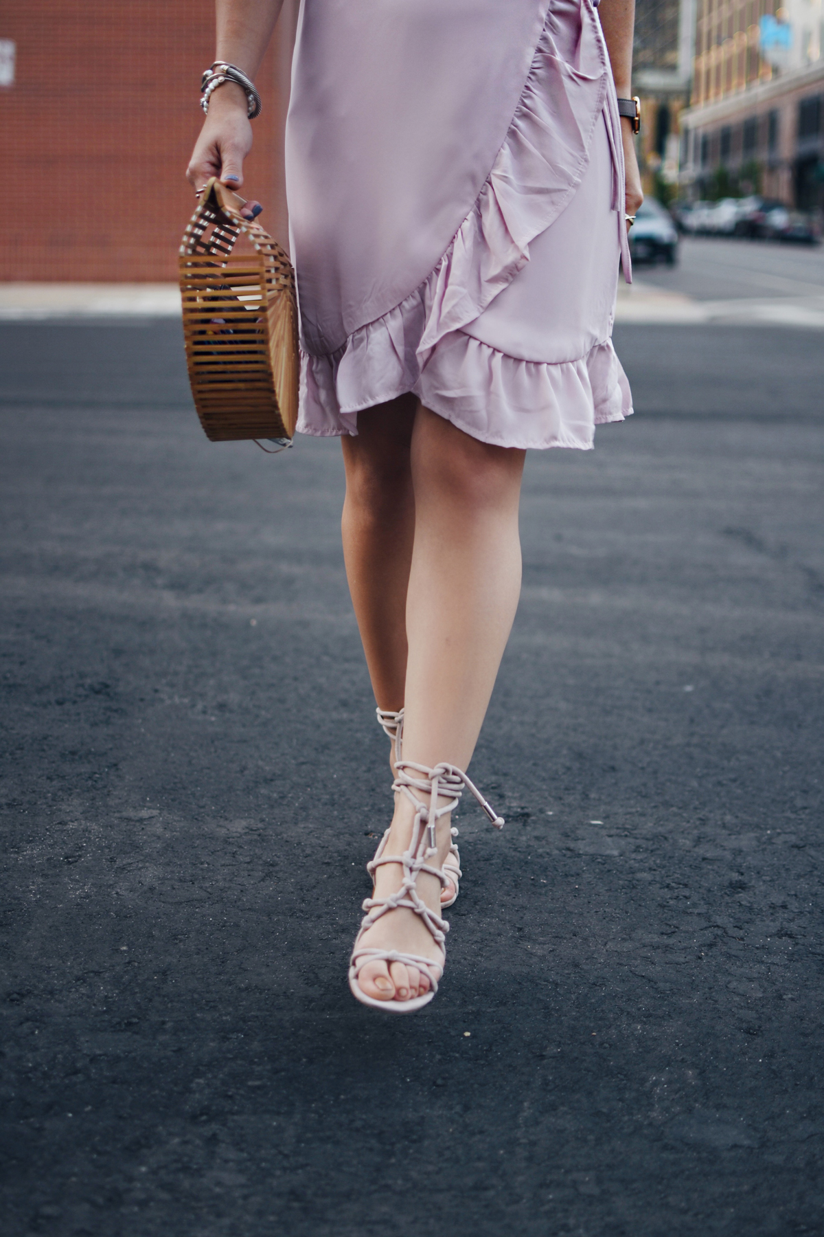 Carolina Hellal of Chic Talk wearing a Lioness caliente ruffle dress via Shopbop, Cultgaia bag and Rebecca Minkoff sandals.