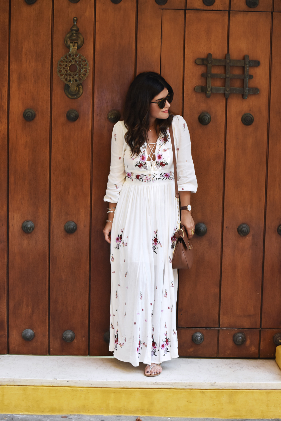 Chicwish floral white maxi dress 1 - CARTAGENA STREET STYLE featured by popular Denver fashion blogger Chic Talk