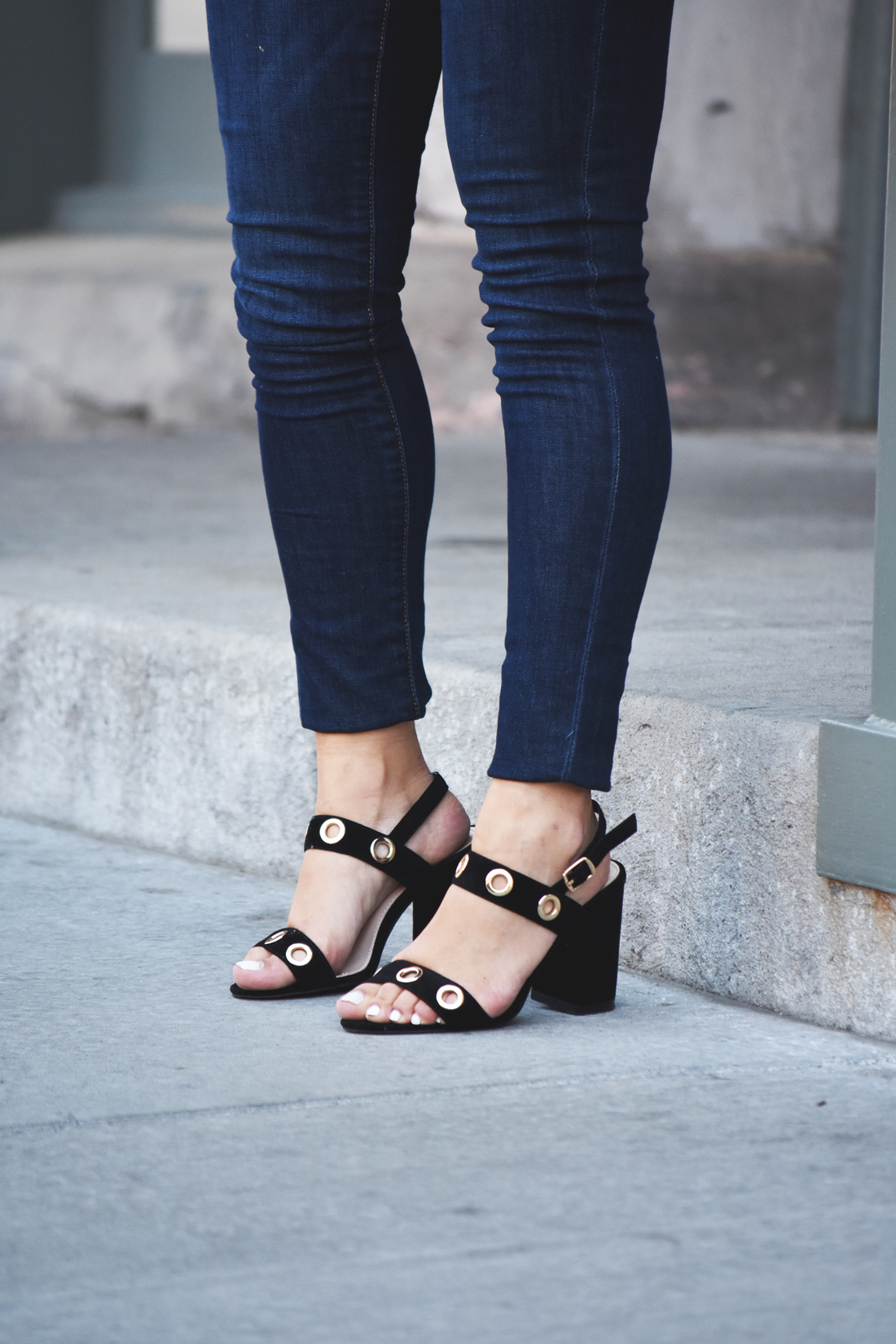 Public Desire black sandals, and Old Navy Rockstar skinny jeans - MY GO-TO CASUAL OUTFIT by popular Denver fashion blogger Chic Talk
