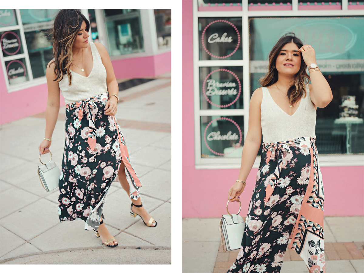 Carolina Hellal of Chic Talk wearing a River Island top, skirt and sandals and a Chloe ring bag - THE ULTIMATE SPRING SHOPPING GUIDE by popular Denver fashion blogger, Chic Talk
