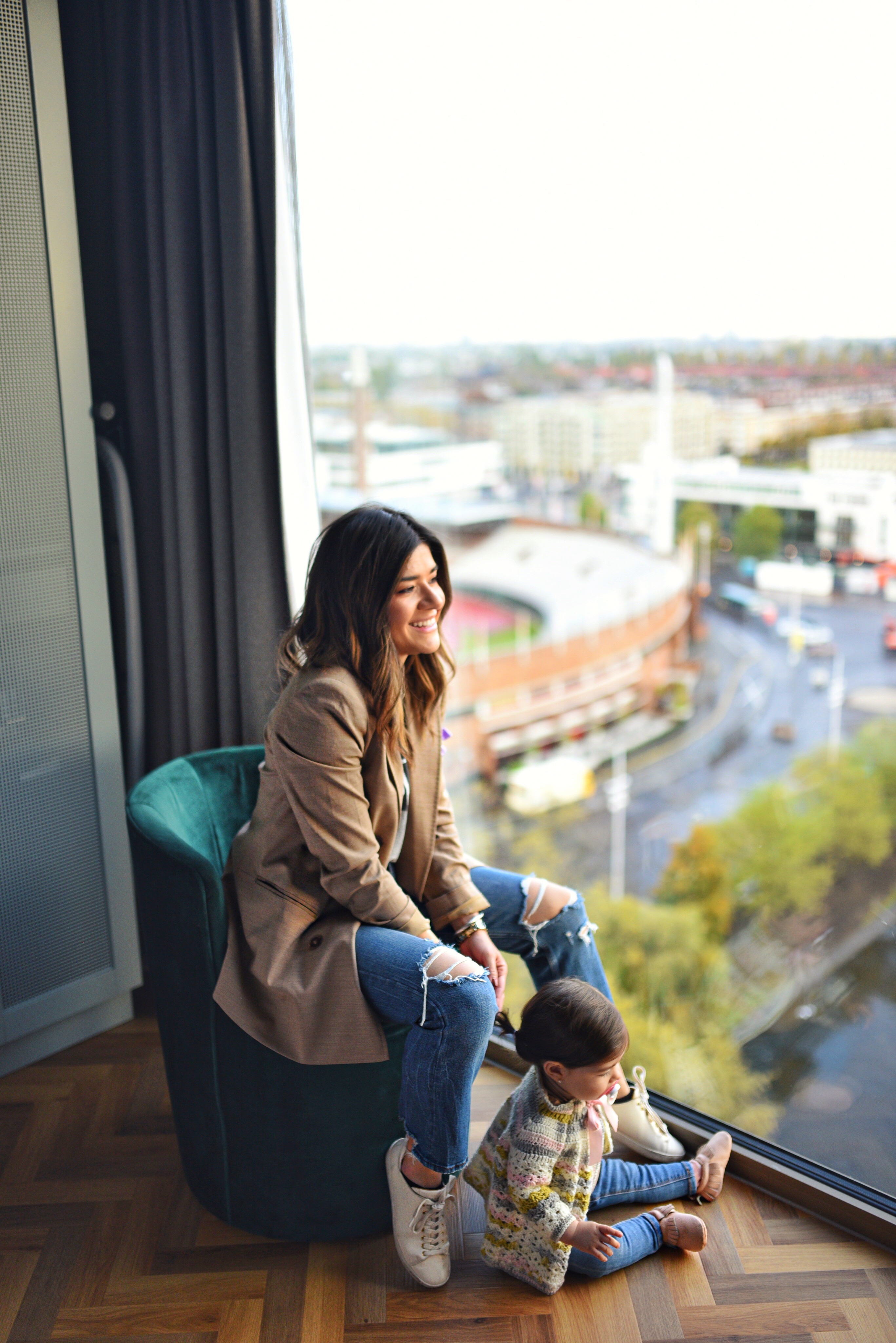 Carolina Hellal of Chic Talk and her baby Sofia in Amsterdam, Holland