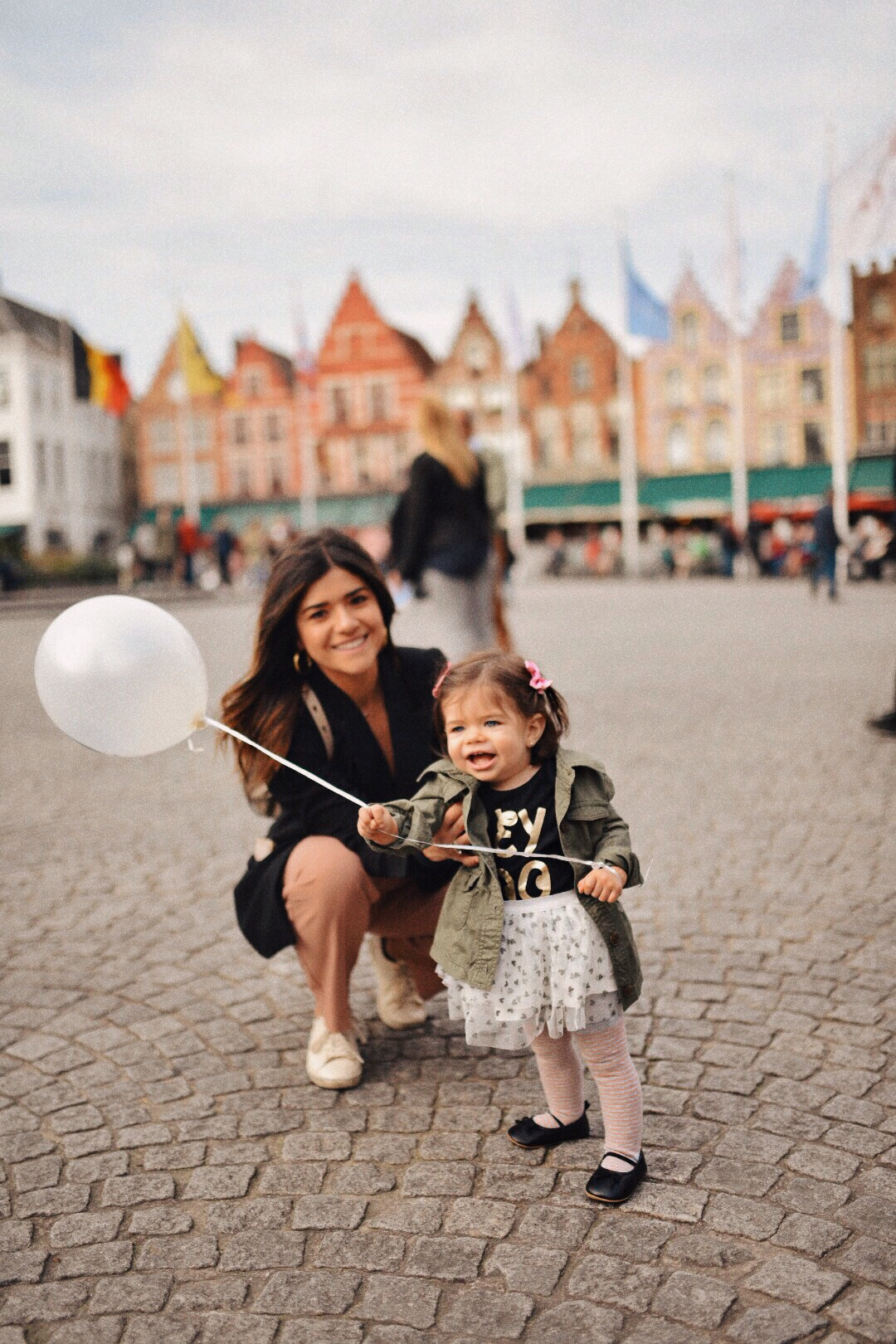 Carolina Hellal of Chic Talk and her baby Sofia Jaramillo in Bruges, Belgium