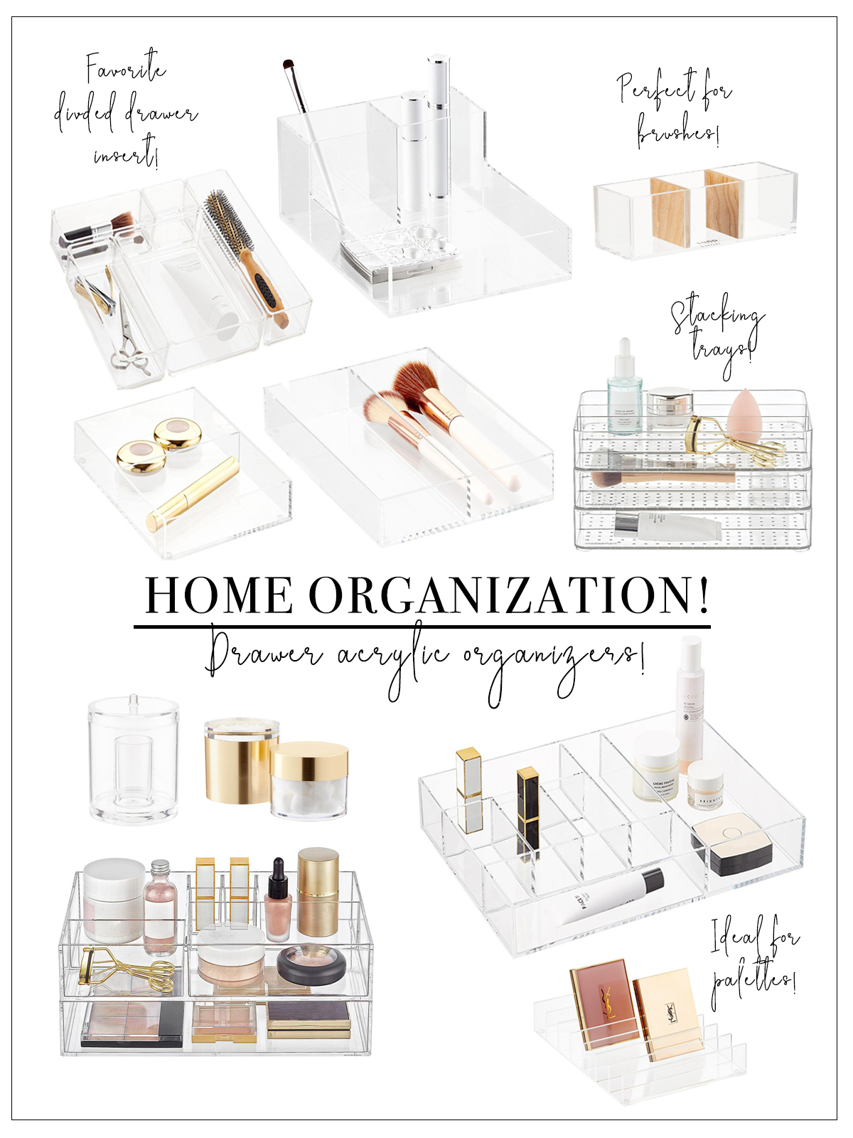 Home organization. Drawer acrylic organizers.