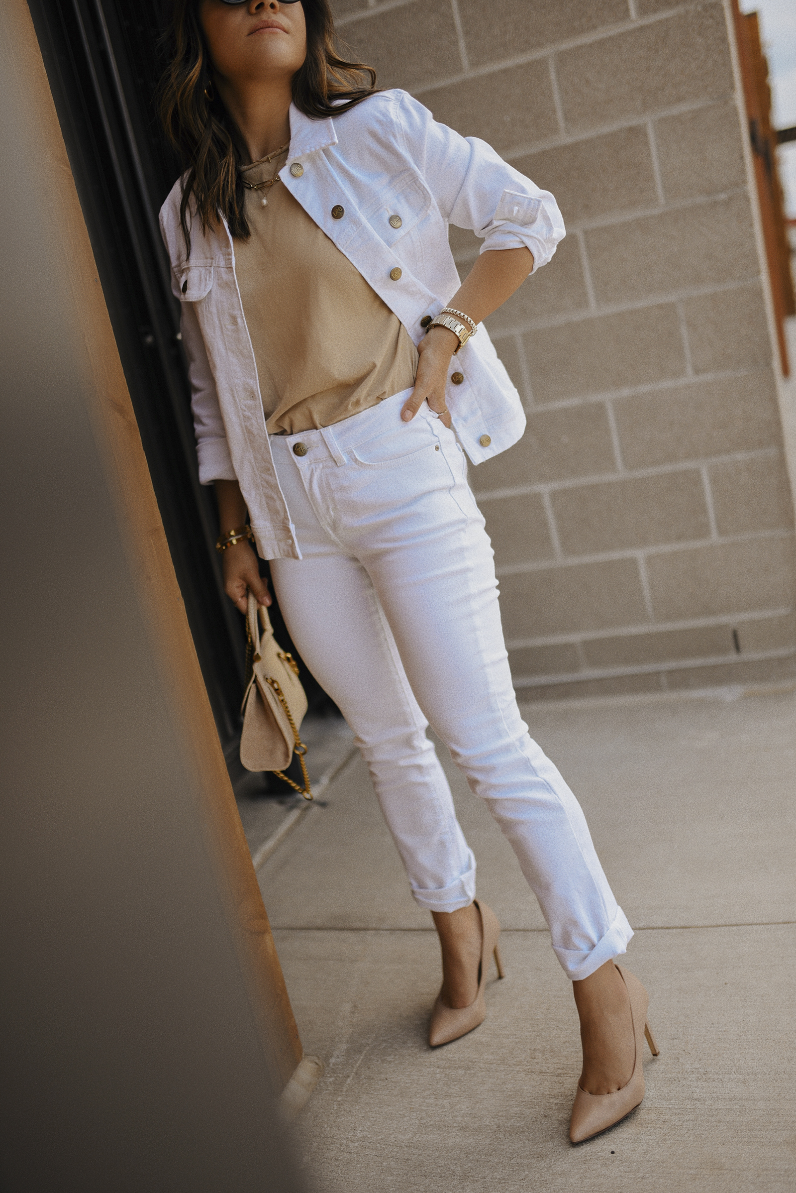 Justine Lee wearing a white blouse, denim jeans outside Chanel during...  News Photo - Getty Images