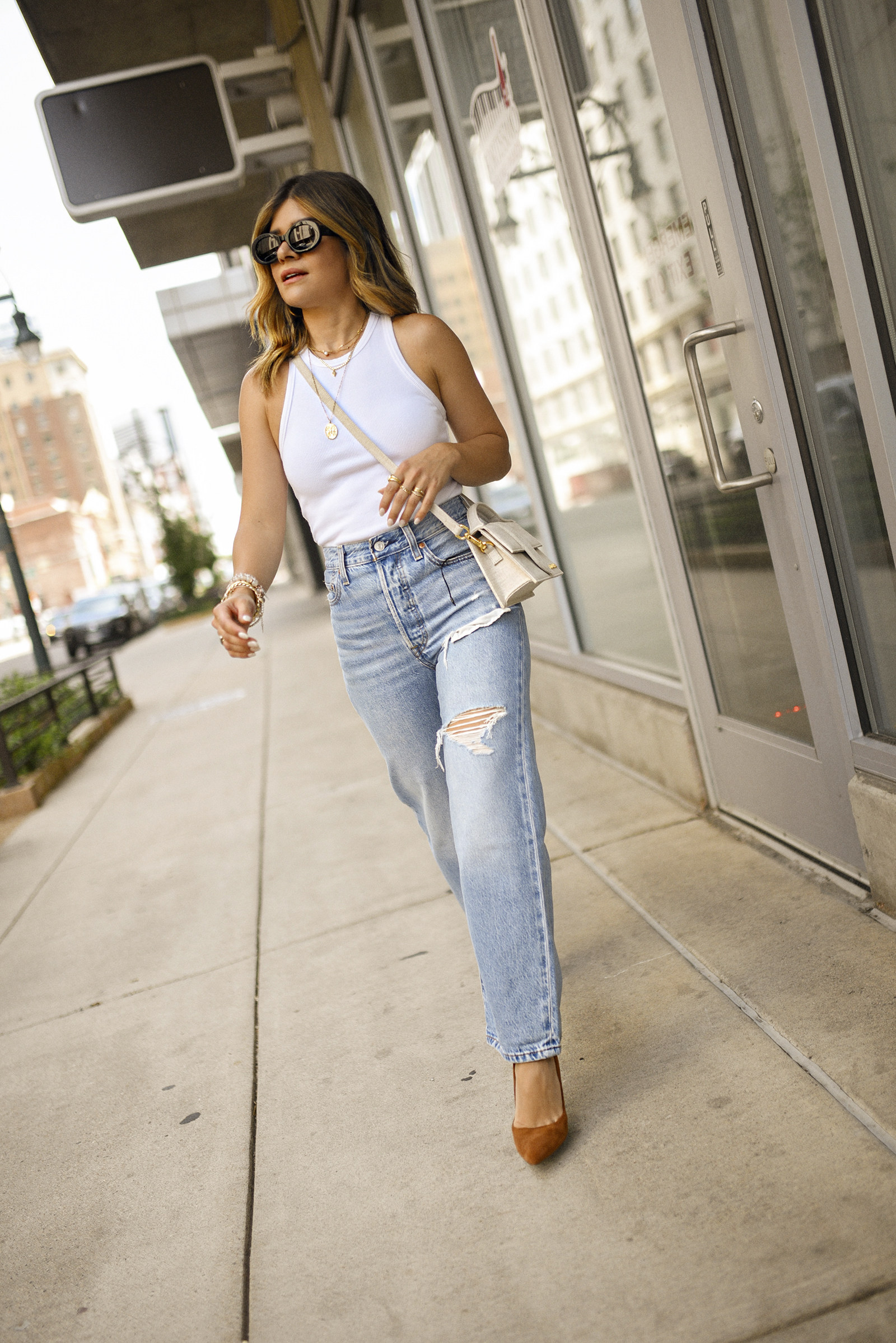 White Denim Outfit Ideas For Spring | Poor Little It Girl