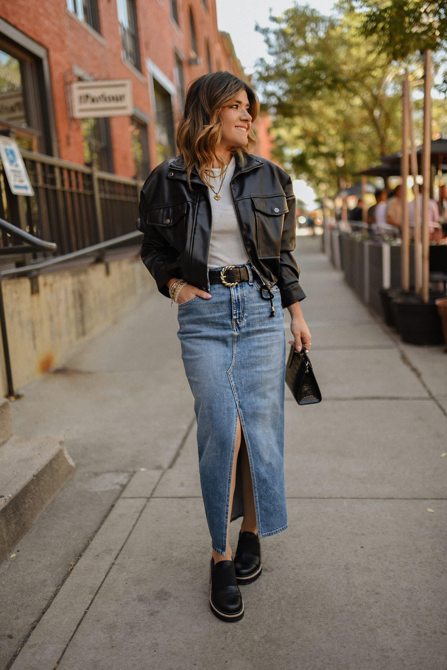 Denim jacket and denim skirt best sale