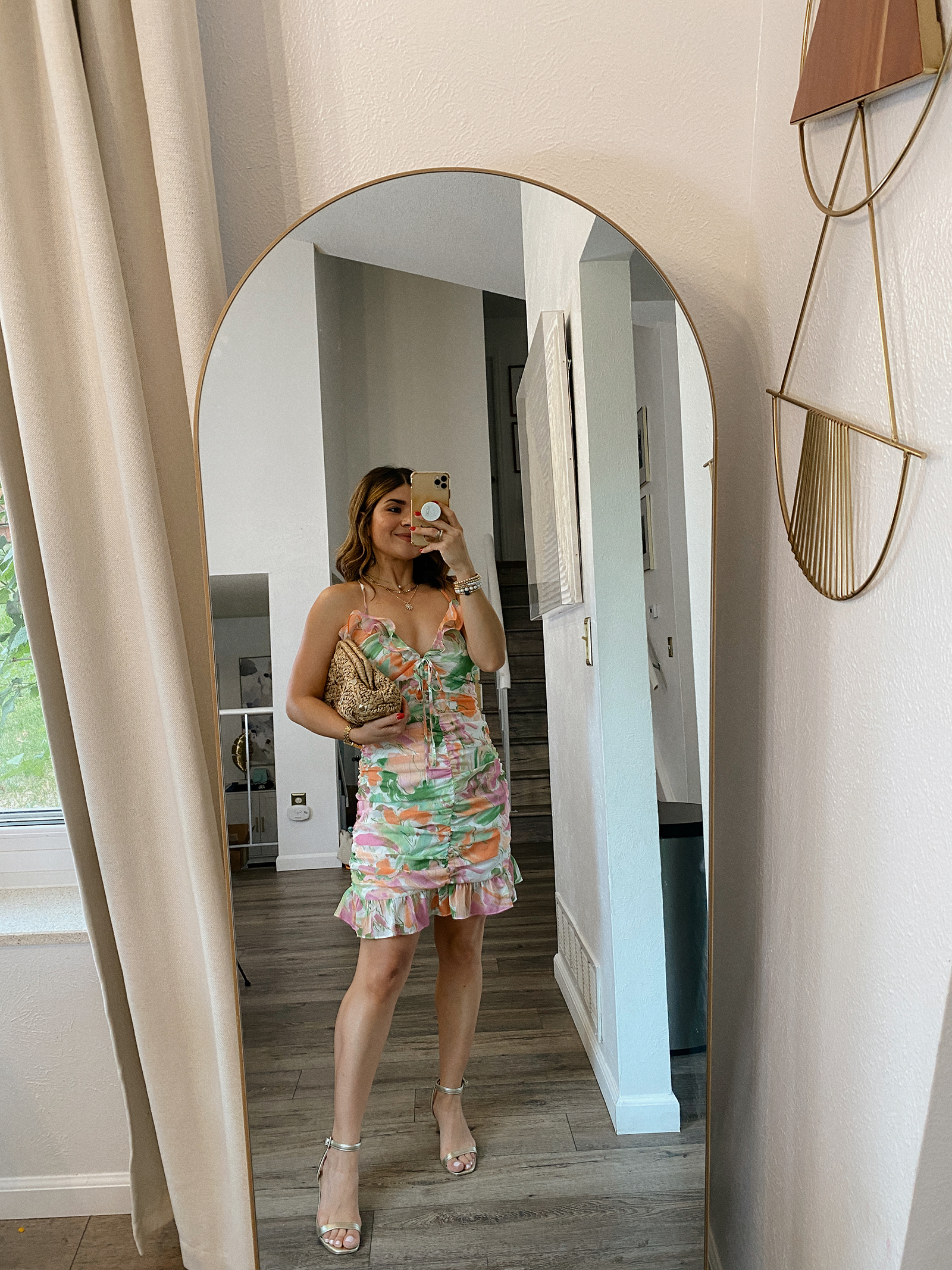 Carolina Hellal of Chic Talk wearing a Nordstrom floral mini dress