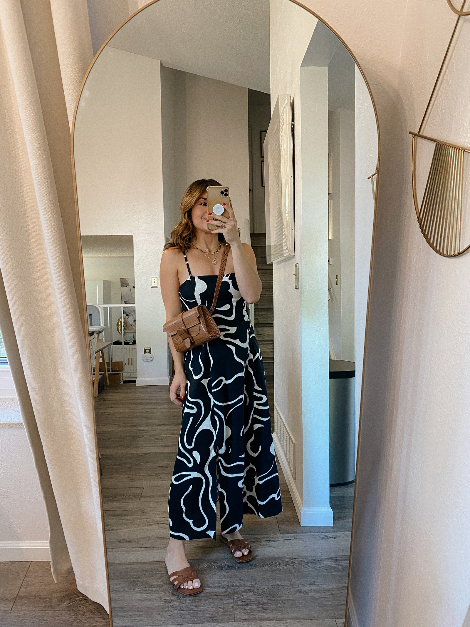 Carolina Hellal of Chic Talk wearing a Nordstrom printed midi dress